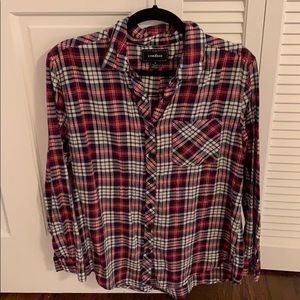 Navy/Red/White flannel button down shirt